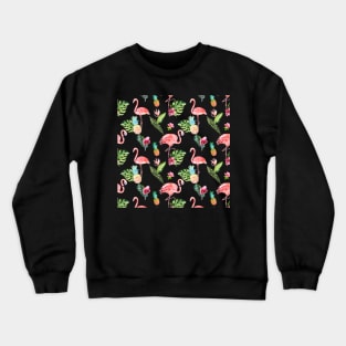 Pink Flamingo Watercolor Pattern Crewneck Sweatshirt